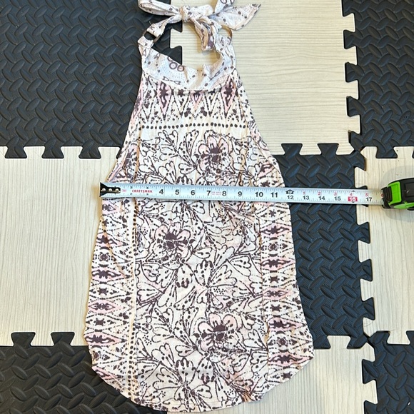 Free People Madagascar Halter Top Boho Floral Sleeveless Fitted Tea Pink size M - Picture 6 of 7